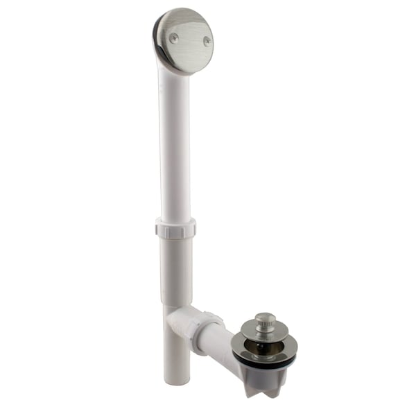 Westbrass White 1-1/2" Tubular Twist & Close Bath Waste in Stainless Steel 594244-20 - main